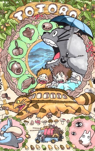 宫崎骏人物卡片插画手机壁纸
