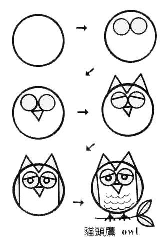 动物简单画图片猫头鹰