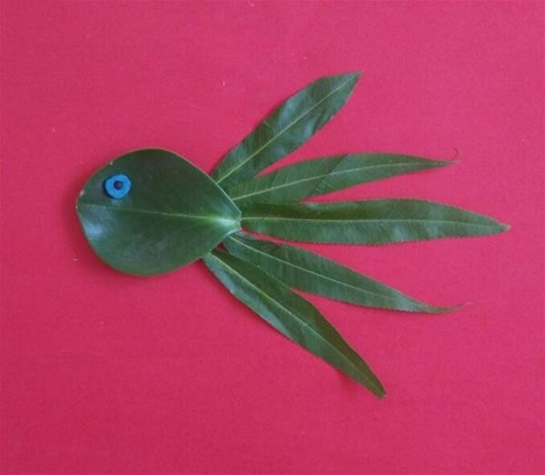 儿童手工制作树叶贴画 小鱼树叶拼贴画的做法详细步骤(4)