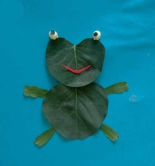 幼儿园小班树叶贴画可爱的小青蛙