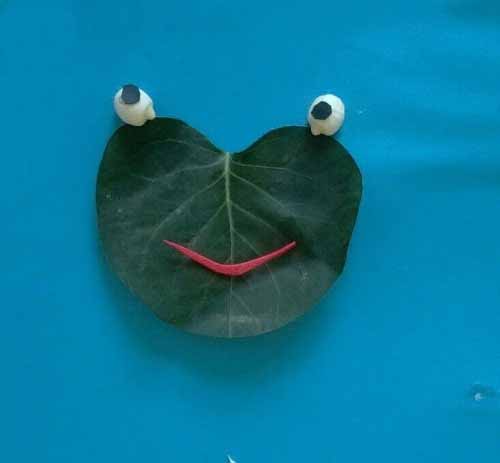 幼儿园小班树叶贴画可爱的小青蛙(4)