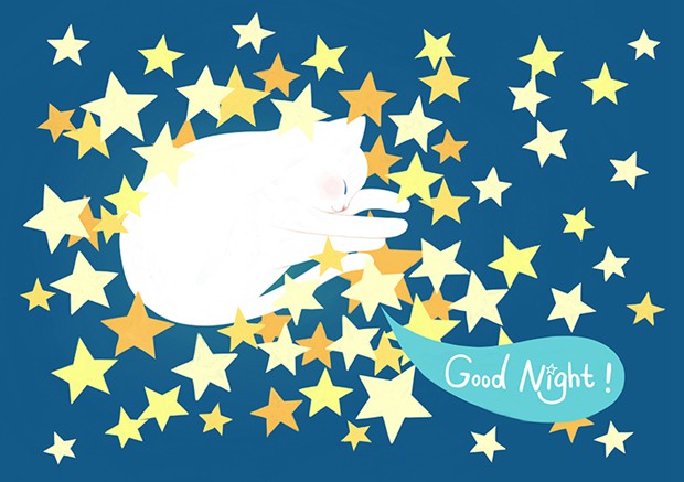关于GoodNight晚安的意境小清新插画图片(7)