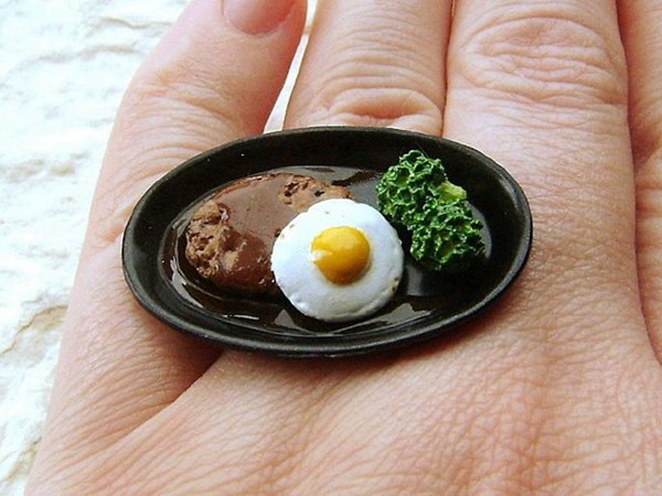 将美食设计成指环戒指的创意首饰设计图片