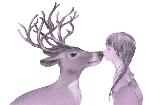 女孩与鹿的意境幻想类小清新插画美图(8)