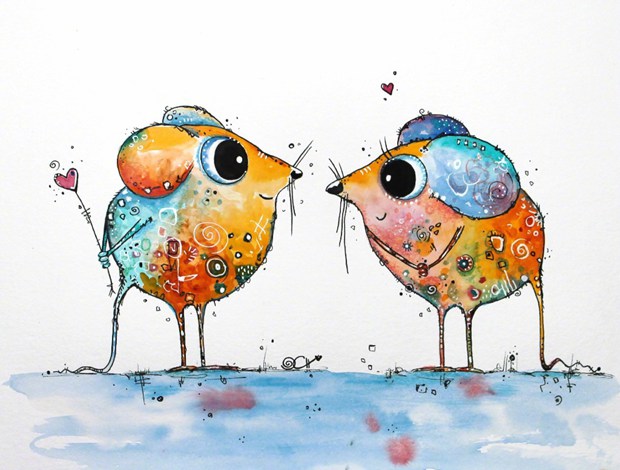 五彩斑斓的可爱小动物手绘插画图片