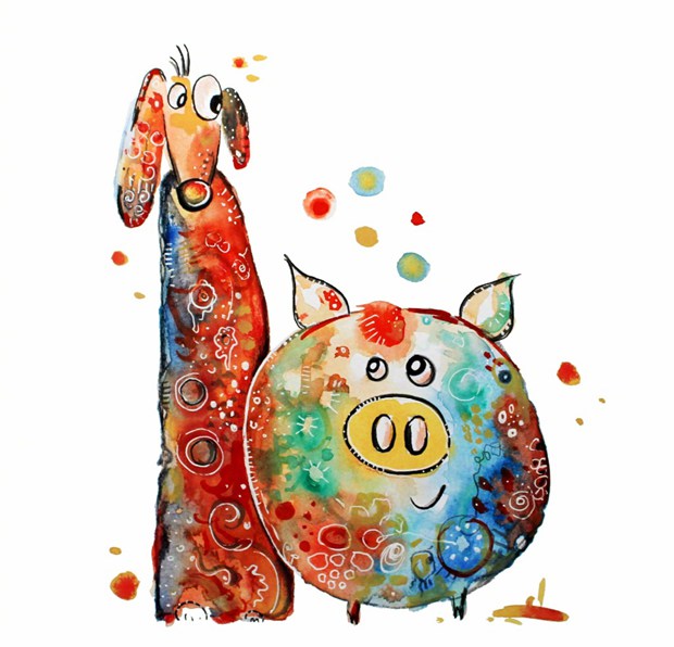 五彩斑斓的可爱小动物手绘插画图片(4)