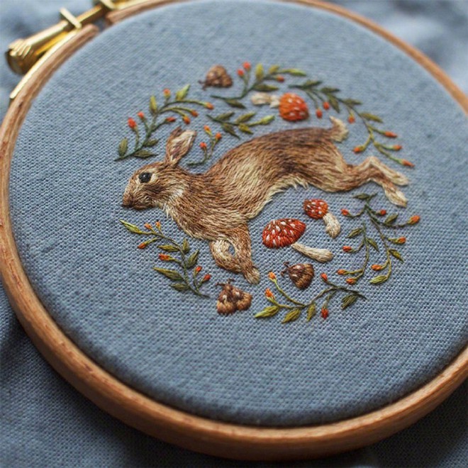 精美的小动物小兔子刺绣设计图片(5)