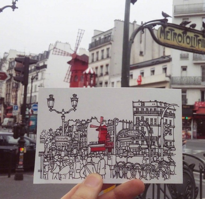 一边旅行，一边绘画_唯美城市街头插画(2)