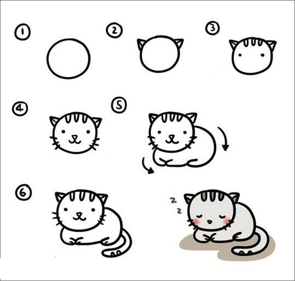 可爱卡通猫简笔画 儿童卡通猫简笔画