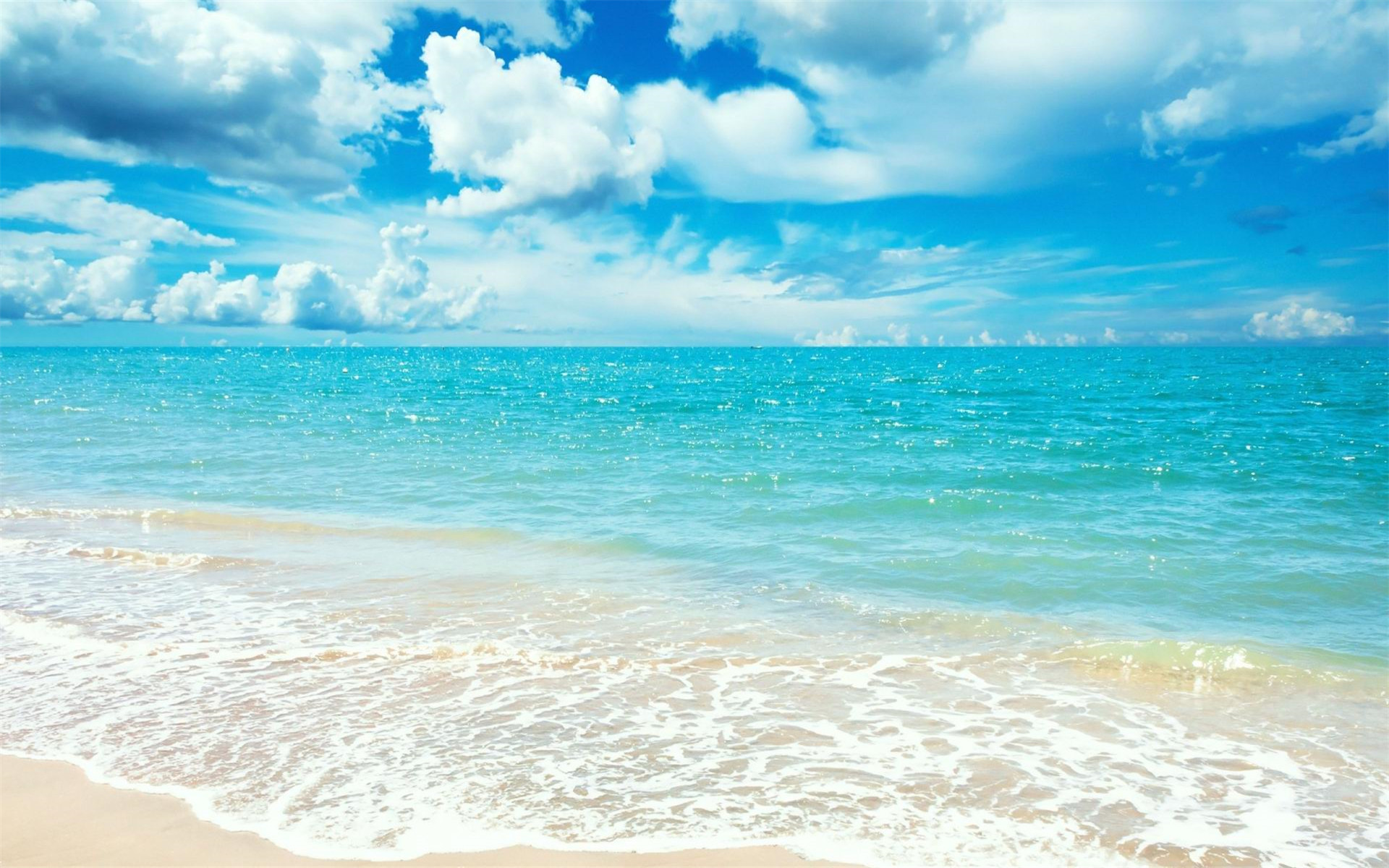 蓝色的大海沙滩高清桌面壁纸(6)