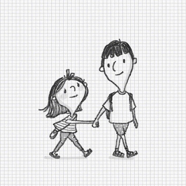 温馨生活 简单情侣铅笔画图片(5)