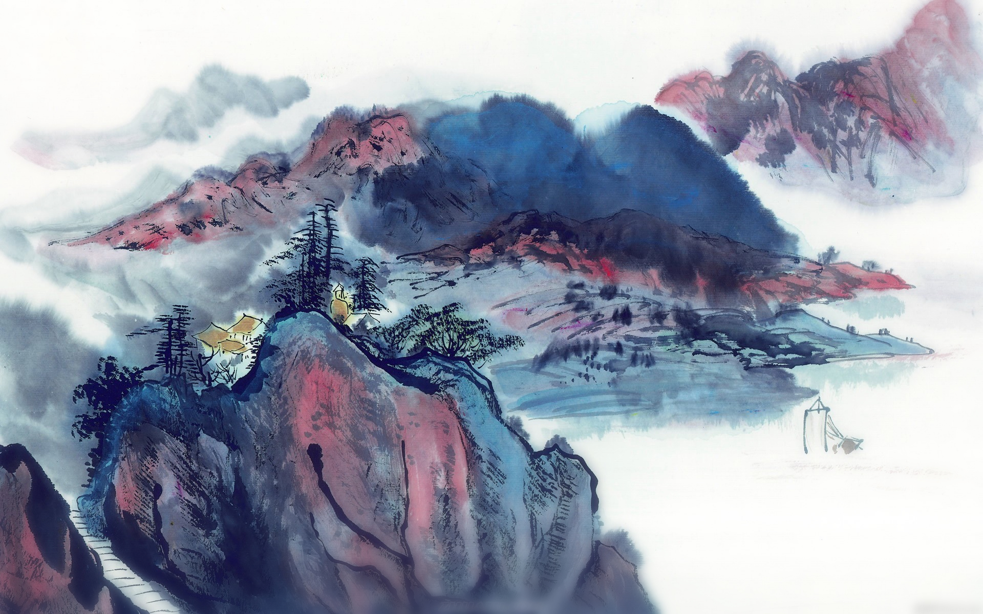 山水国画水墨画图片 中国风水墨画高清壁纸