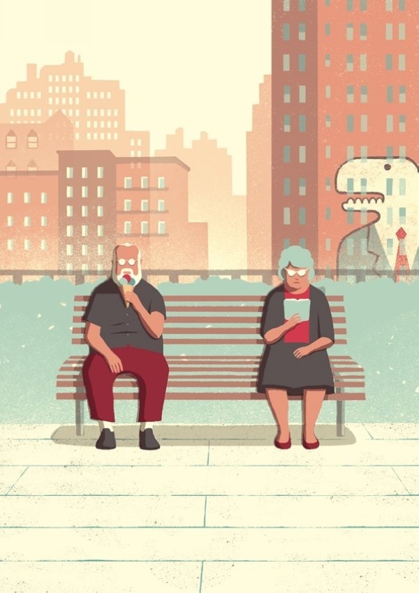 当我们老了还要一起看世界 浪漫爱情插画(3)