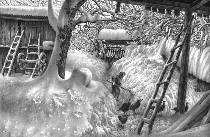 优美的雪景写实素描(2)