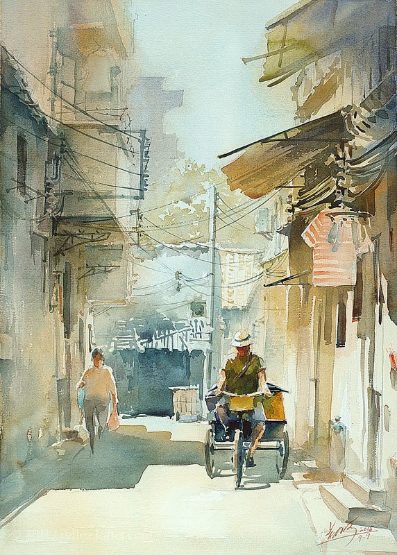 老街巷小弄堂旧时光 手绘中国建筑水彩画(4)