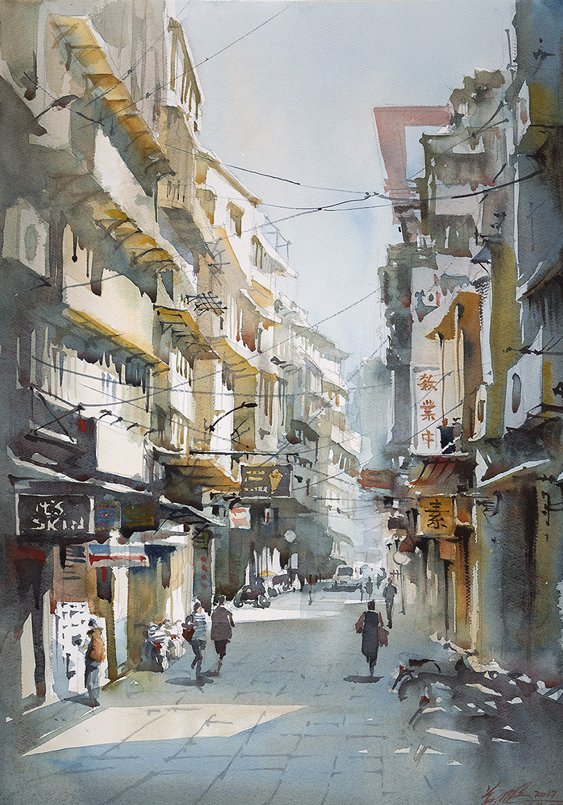 老街巷小弄堂旧时光 手绘中国建筑水彩画(7)