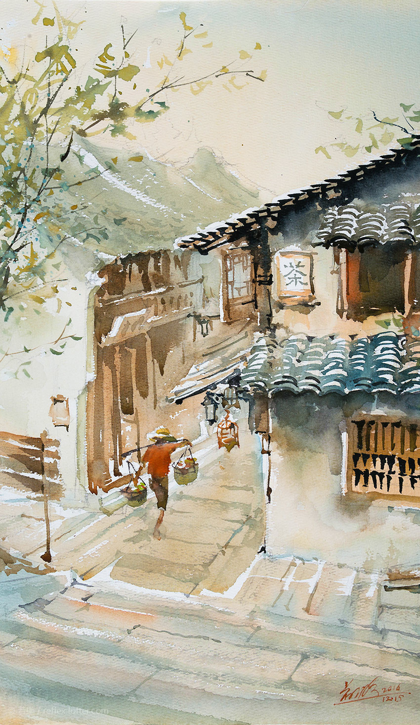 老街巷小弄堂旧时光 手绘中国建筑水彩画(8)