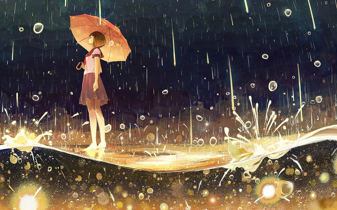下雨的手绘图片大全 最爱一个人在雨中漫步