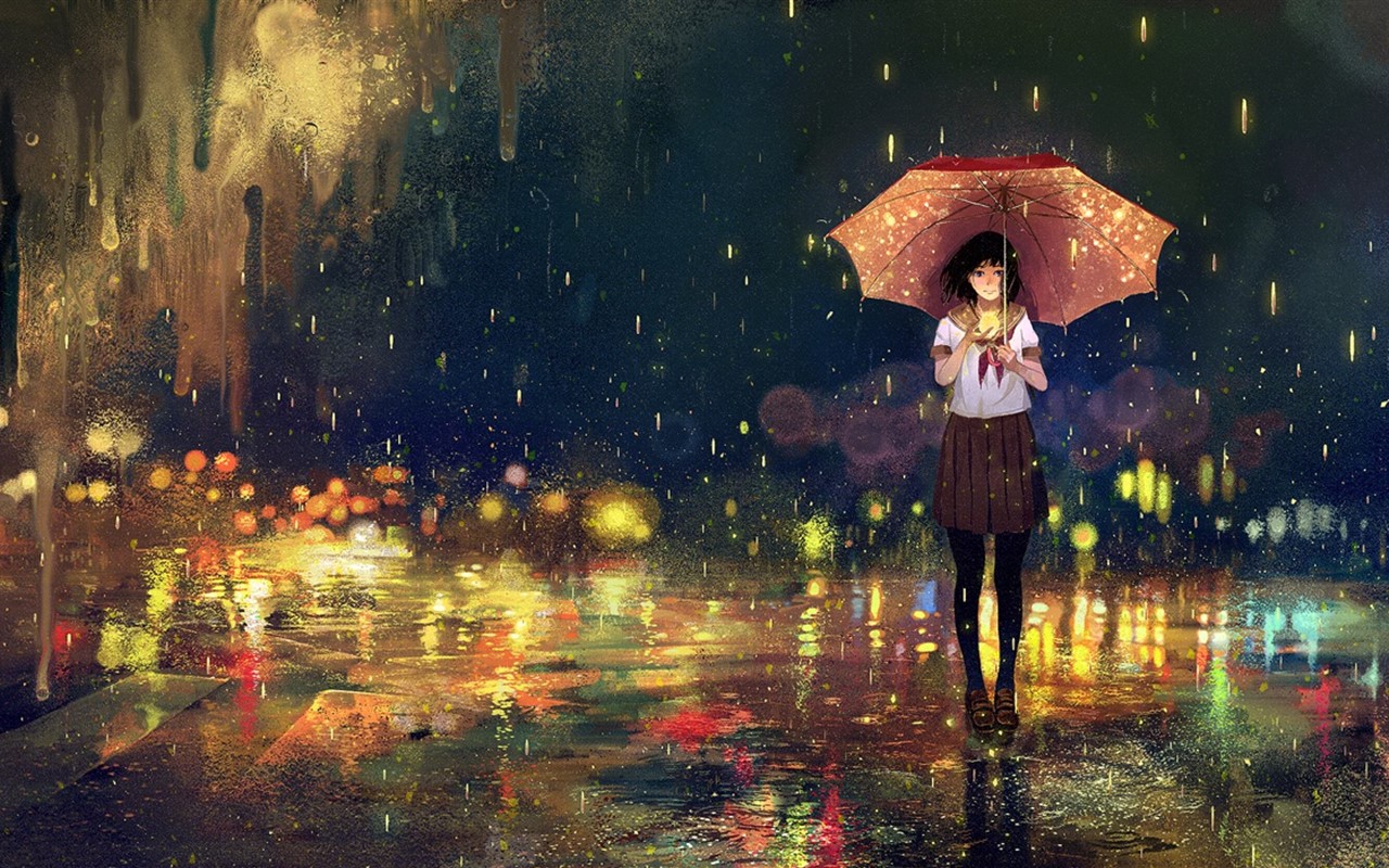下雨的手绘图片大全 最爱一个人在雨中漫步