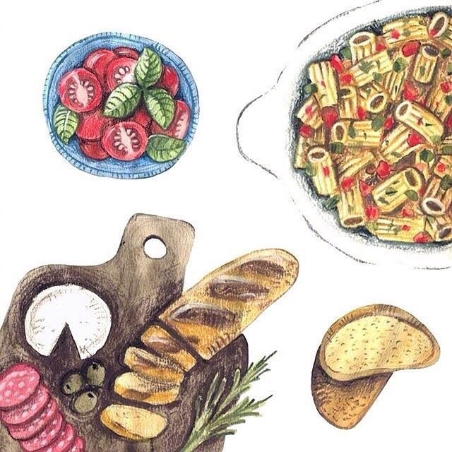 食物手绘插画 享受美食和环游世界(2)