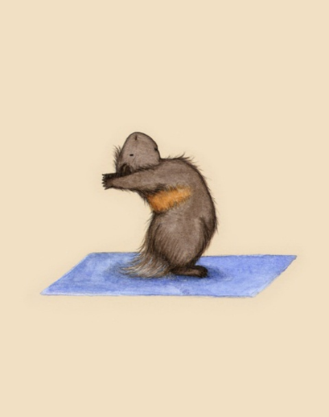 动物手绘图片素材 做瑜伽的小仓鼠