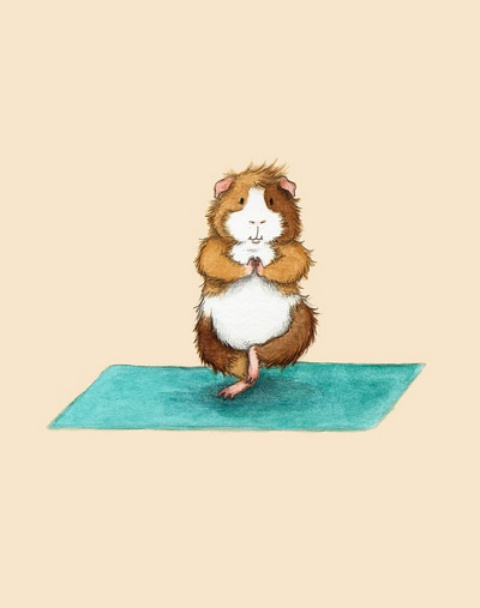 动物手绘图片素材 做瑜伽的小仓鼠(8)