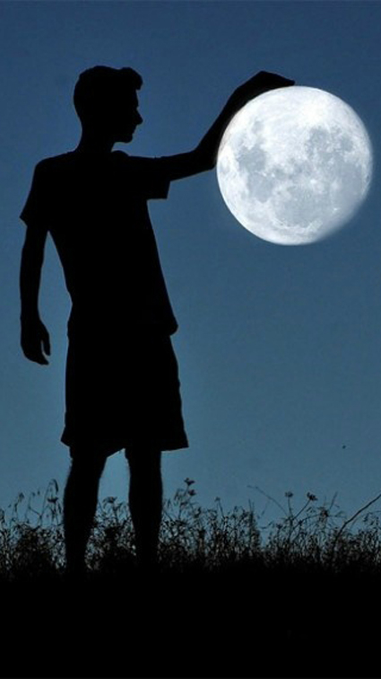 月光剪影图片人物唯美 月光剪影创意手机壁纸(2)