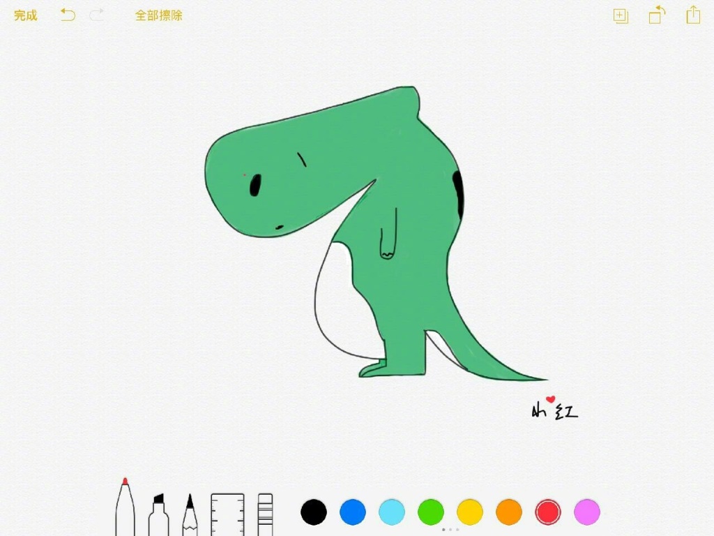 简笔画可爱图片 备忘录中的小恐龙(5)