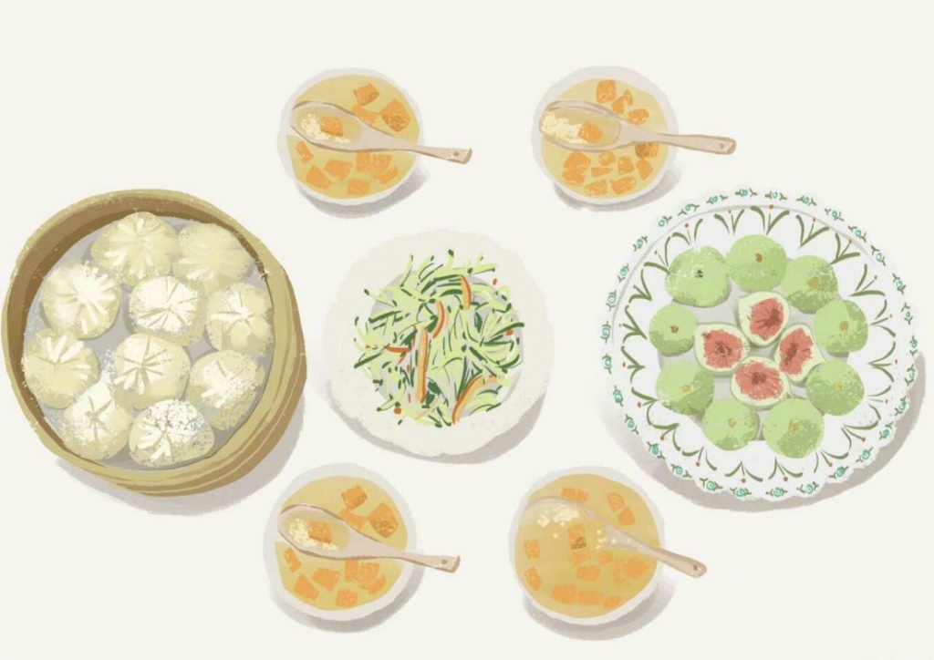 手绘美食图片素材 精致清新手绘中餐图片(2)