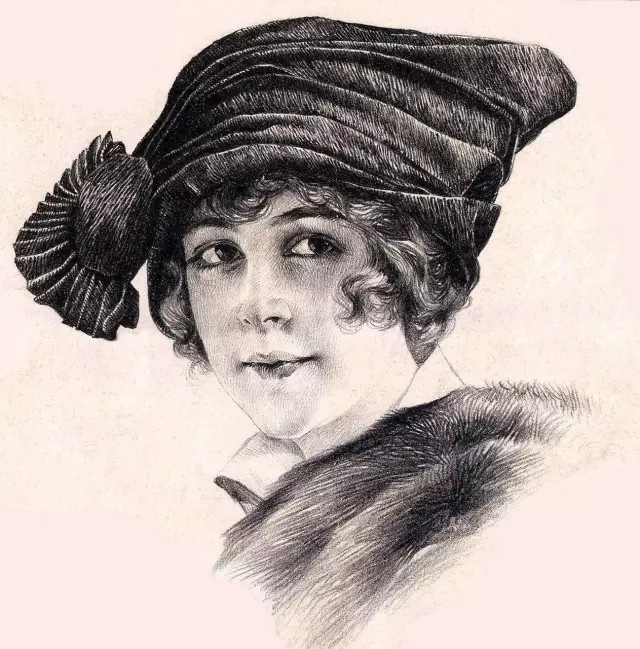 女生素描图片 戴帽子的乌克兰美女素描图片(3)