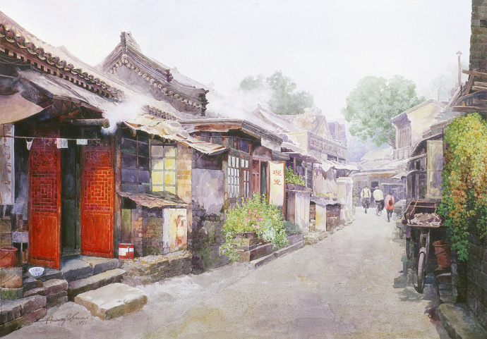 水彩画图片大全 水彩画中的老北京胡同(2)