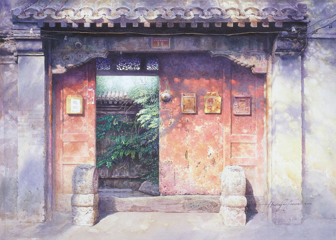 水彩画图片大全 水彩画中的老北京胡同(4)