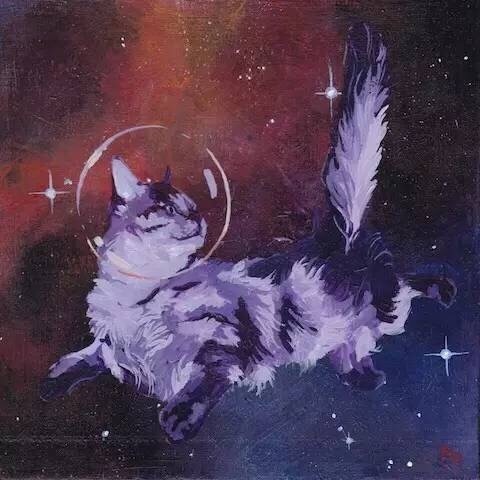 手绘猫咪图片大全 手绘创意太空喵图片(2)