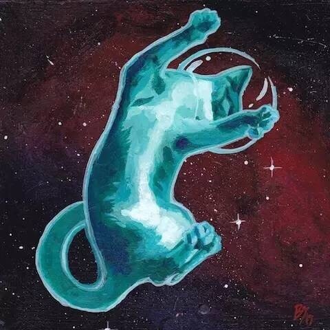 手绘猫咪图片大全 手绘创意太空喵图片