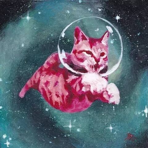 手绘猫咪图片大全 手绘创意太空喵图片(4)
