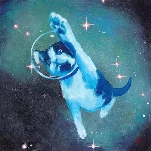 手绘猫咪图片大全 手绘创意太空喵图片(3)