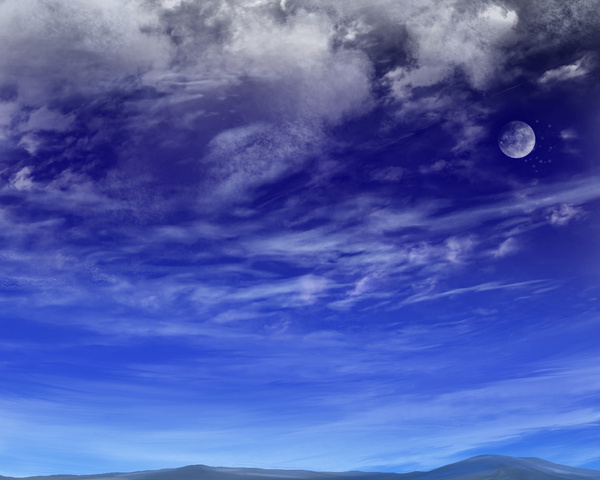 夜景插画图片 蓝色的夜，只见星月(7)