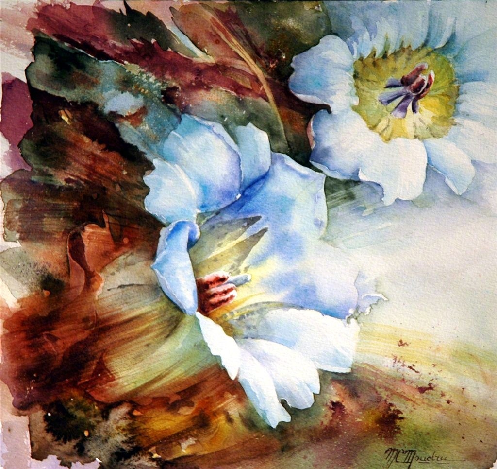 水彩画植物花卉图片 手绘小清新水彩植物图片