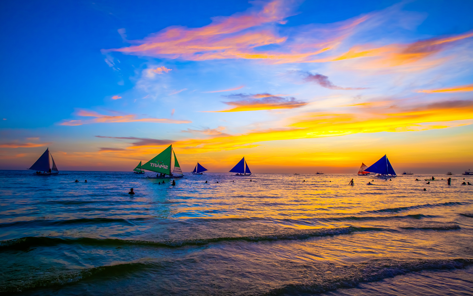 落日风景图片 菲律宾长滩岛日落晚霞风景图片