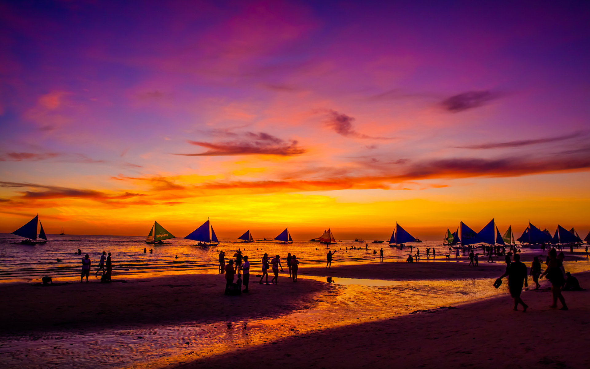 落日风景图片 菲律宾长滩岛日落晚霞风景图片(4)