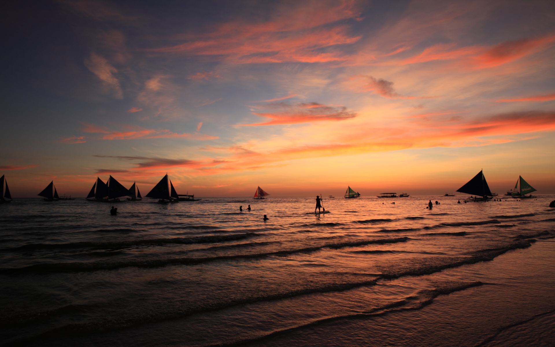 落日风景图片 菲律宾长滩岛日落晚霞风景图片(7)