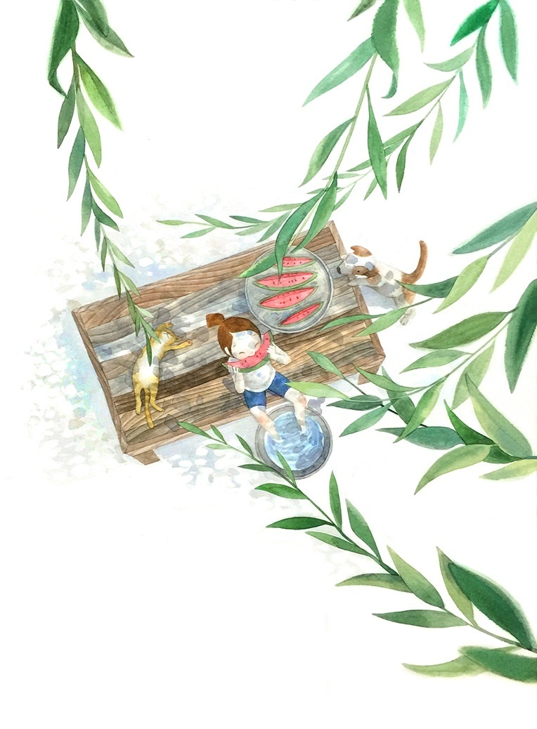 手绘插画清新森系人物图片 那些温暖的小日子(4)
