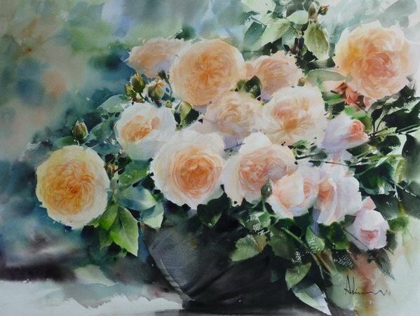 水彩画图片简单 充满了阳光的味道的花朵图片(7)