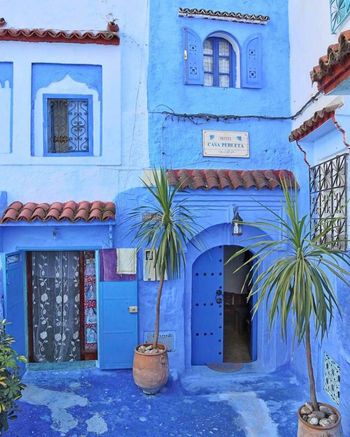 摩洛哥蓝色小镇图片 蓝色童话王国(7)
