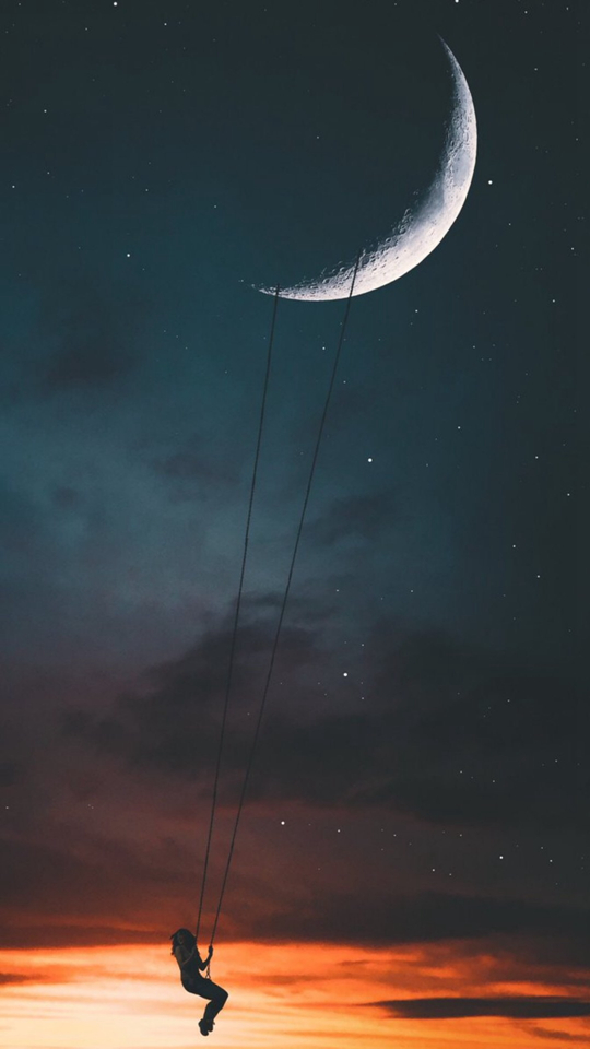 手机墙纸图片大全唯美 唯美夜晚风景月亮剪影(9)