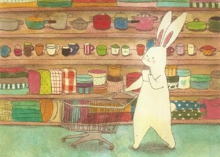 森系复古手绘插画图片 关于一只兔子的生活(2)
