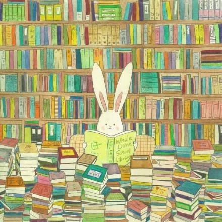 森系复古手绘插画图片 关于一只兔子的生活(4)