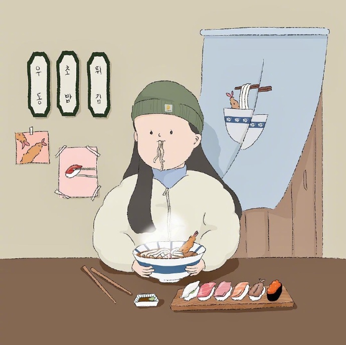 小清新插画手绘人物 分分钟离不开吃的日常插画(4)