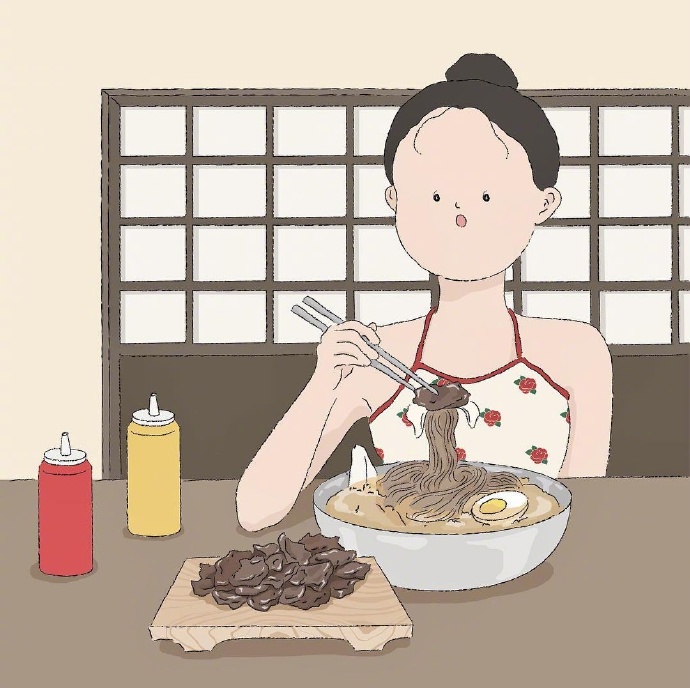 小清新插画手绘人物 分分钟离不开吃的日常插画(5)