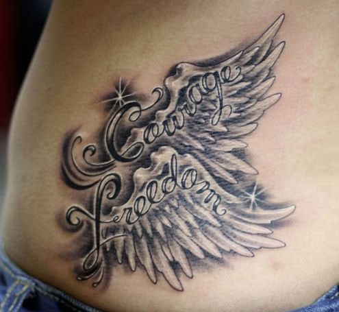 简单漂亮的天使翅膀纹身图案